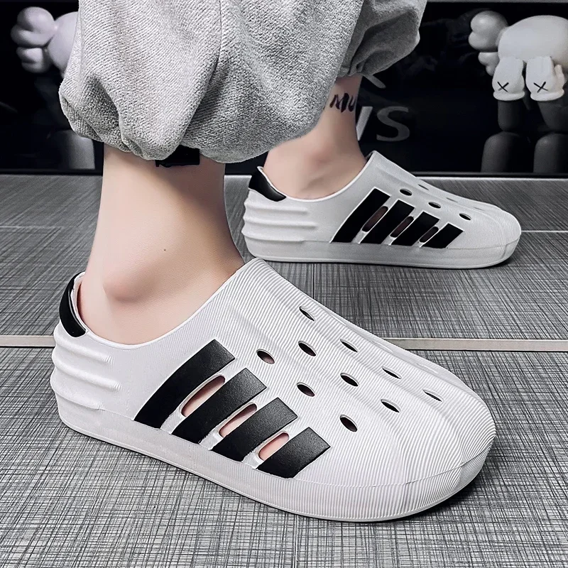 Men\'s Sandals Couple Style External Wearing Hole Shoes Non slip Tulip Slippers Outdoor Footwear Beach Casual Comfort Clogs