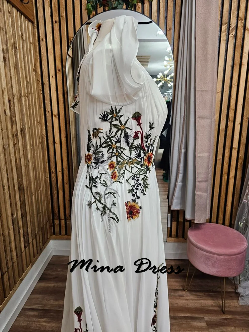 Mina Customized Backless Evening Dresses for Formal Occasions V-neck Floral Luxury Dresses Women 2024 Gala Dress Es Ball Gowns