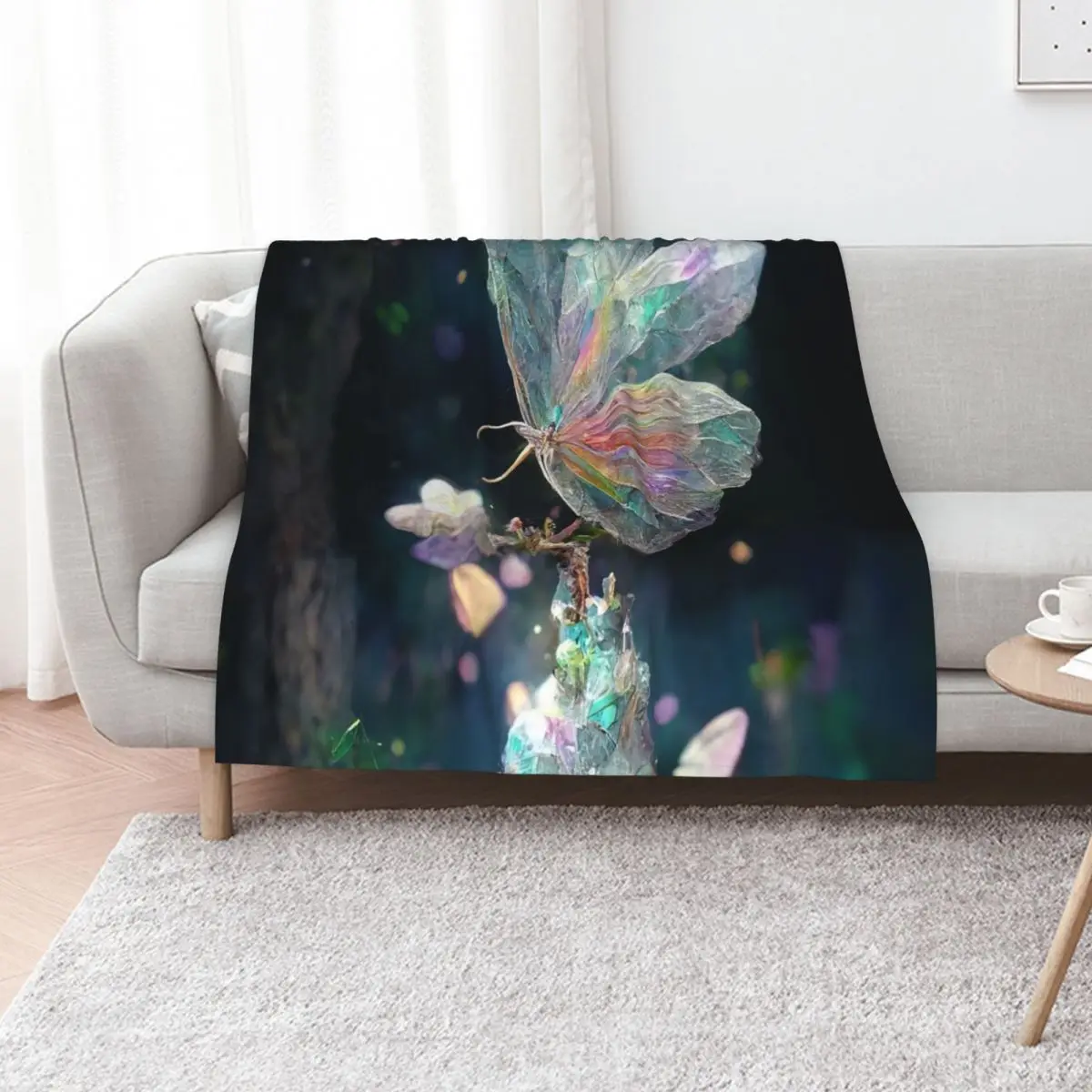 Rainbow Crystal Butterfly Lover Room Decor Rainbow Waterfall Abstract Art Print Throw Blanket Moving Travel Blankets