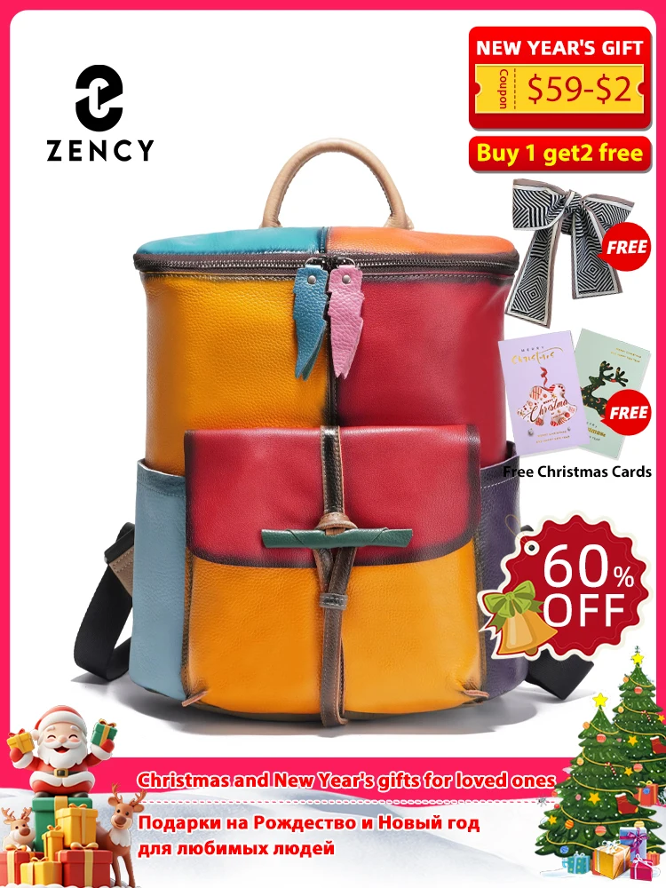 

Zency Women's Soft Cow Leather Backpack Large Capacity Rucksack Knapsack New 2024 Fashion Designer Bookbags Back Pack PurseBolsa