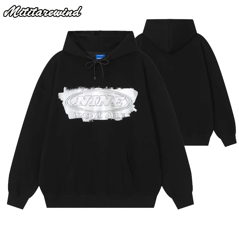 Autumn Winter Hoodies Men Oversized Couple Hoodies Letter Printed Hip Hop Streetwear Pullover Hoodies Women Hooded Sweatshirts