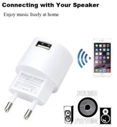 Adaptador de Áudio com Carregador de Parede USB, Sem Fio, Bluetooth, Receptor, Música, UE, Ficha US, AC 110V, 220V, 3.5mm AUX, V5.0