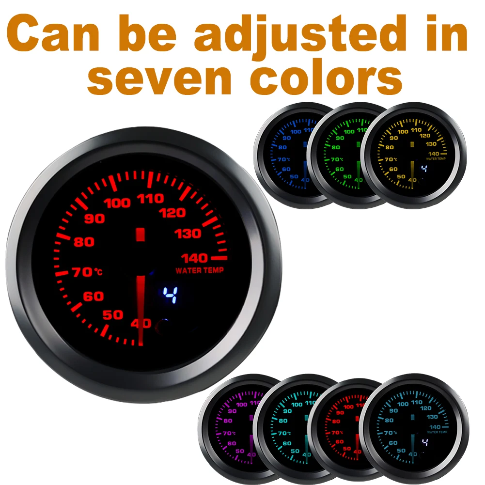 

Universal 7-Color Gauge Kit Car Water Temperature Gauge 2-inch 52mm Car Backlight Pointer Instrument Panel With Sensor