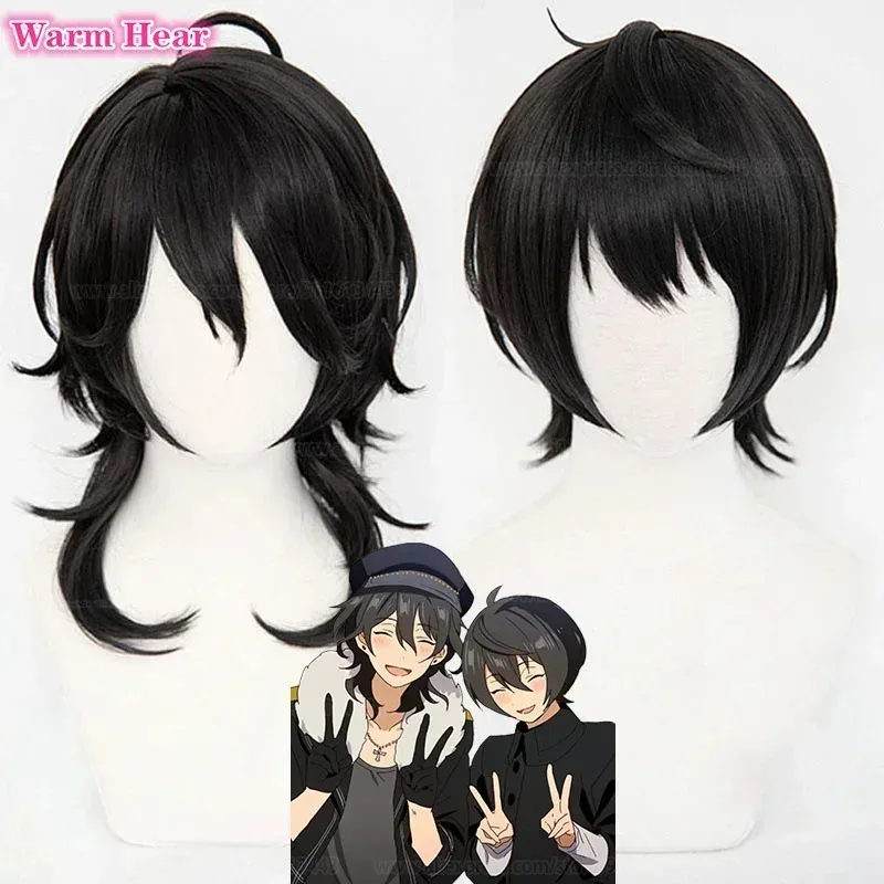 Gioco di alta qualità ES Sakuma Rei Sintetico corto nero Cosplay Anime Capelli resistenti al calore Parrucche per feste di Halloween + Cappellino per parrucca gratuito gp;/