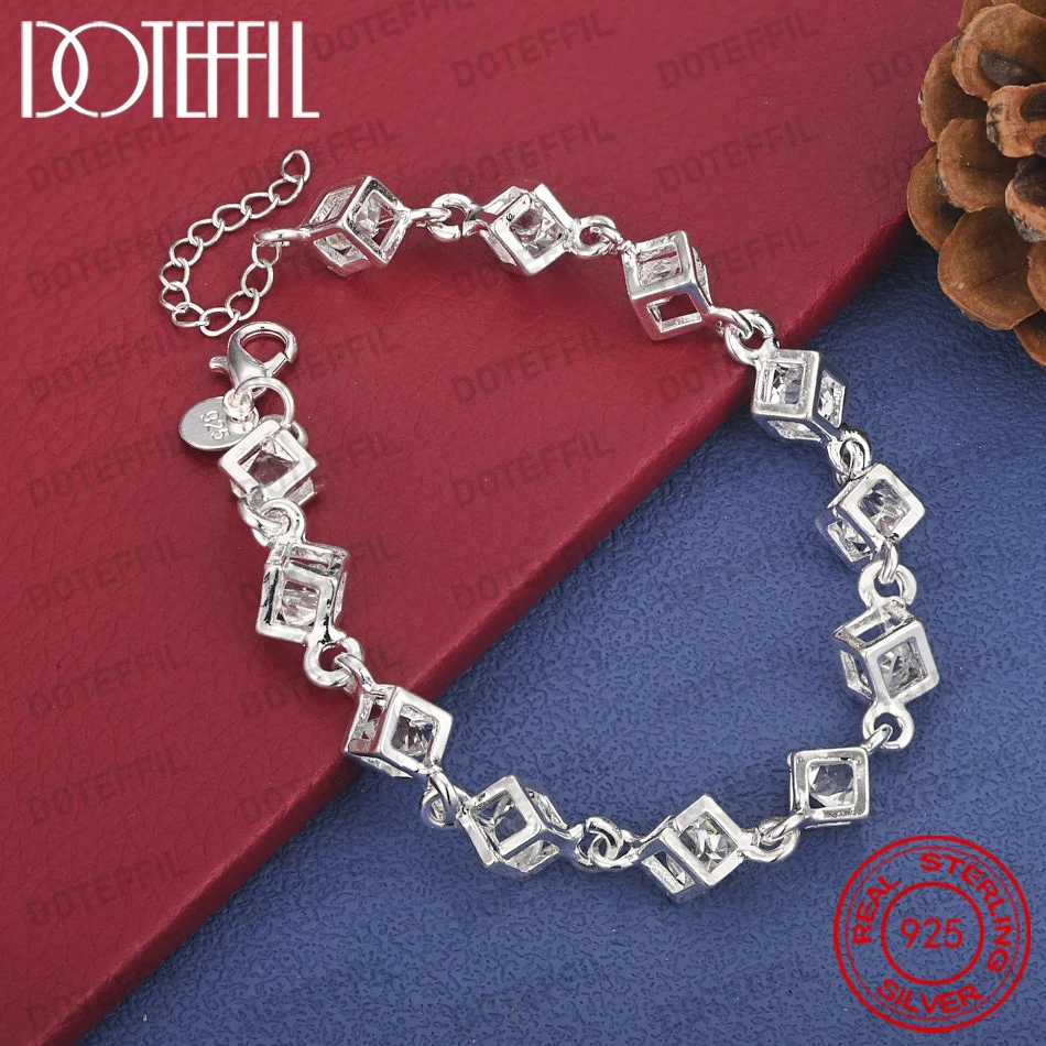925 Sterling Silber 8-Zoll Luxuriöses Zirkon-Armband, Modischer Damenschmuck für Partys und Anlässe