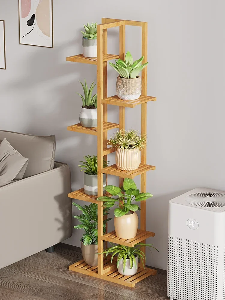 Flower Rack, Floor Standing, Household Balcony, Storage Rack, Living Room, Solid Wood Creative, Succulent, Green Pineappl