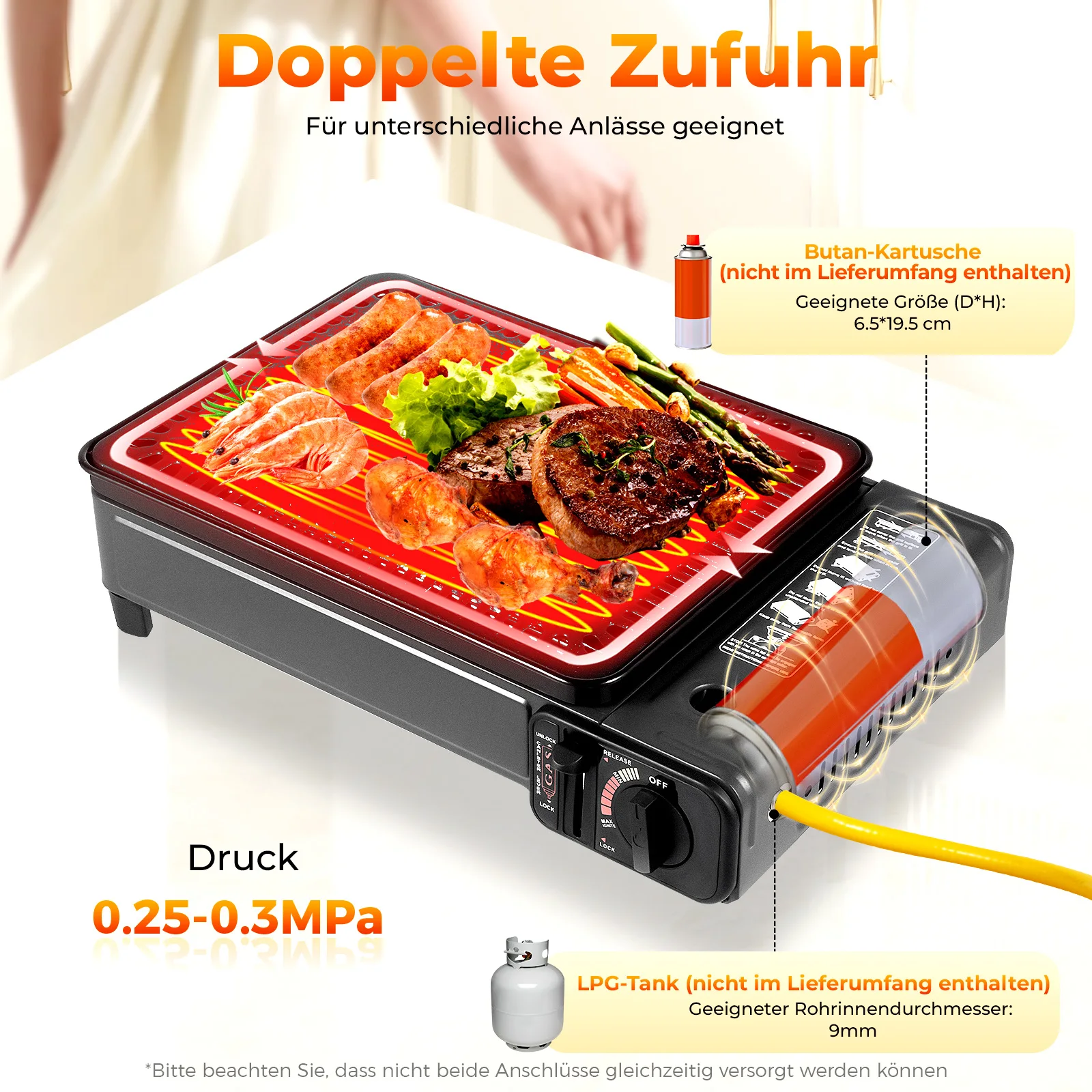 Tragbarer Butangas-Campingkocher mit Aufbewahrungstasche, Mini-Outdoor-Grillbrenner für Reisen, Wandern und Backcountry-Kochen – Detail 2