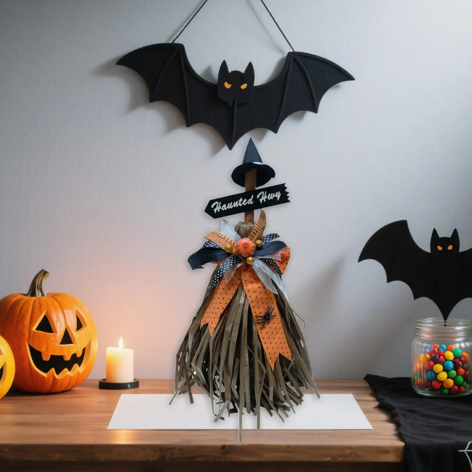 

Украшение на Хэллоуин, осенний урожай, пугало, декор для входной двери дерева