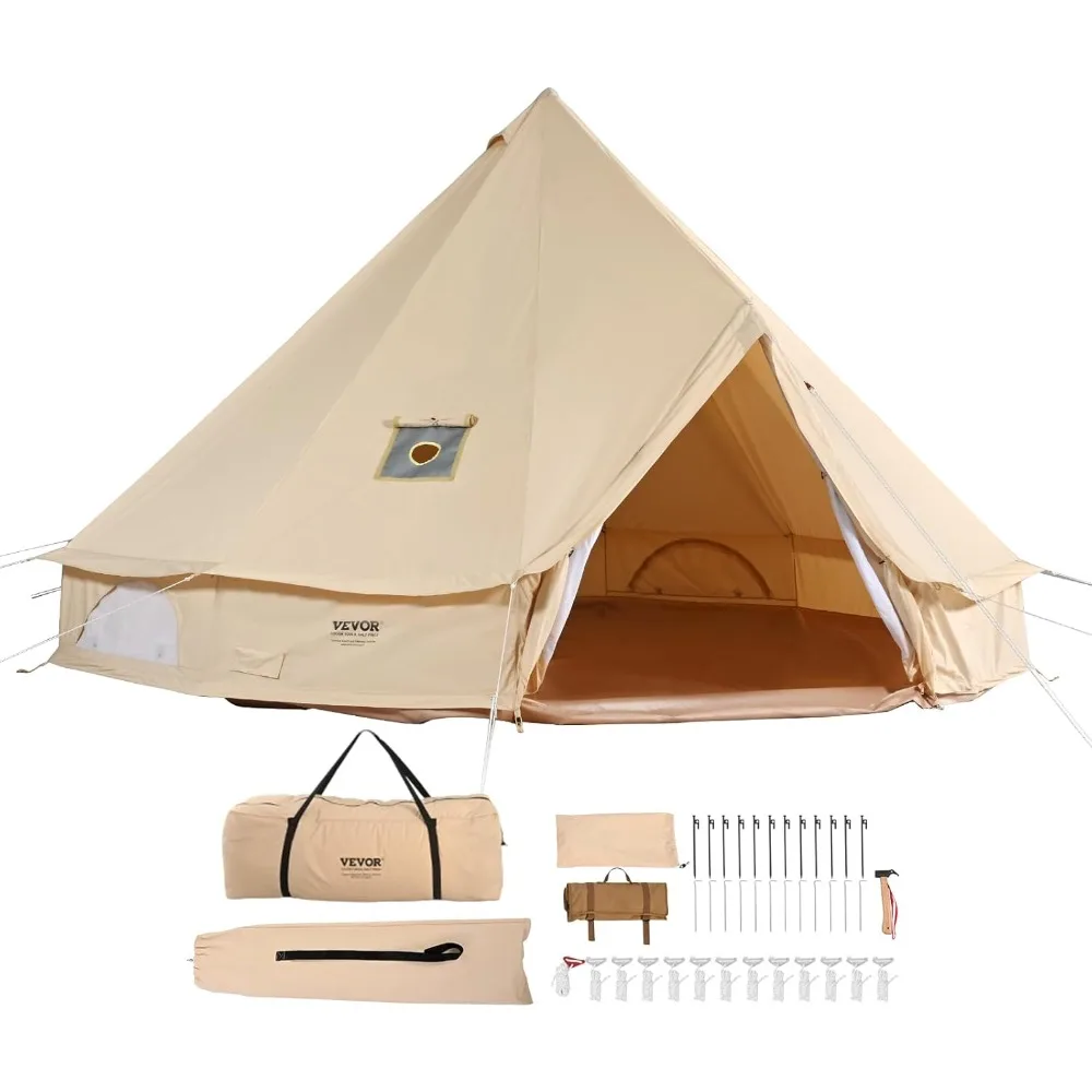 Canvas Tent Bell Tent, Yurt Tent 4 Seasons 5 m/16.4 ft, Canvas Tent for Camping with Stove Jack