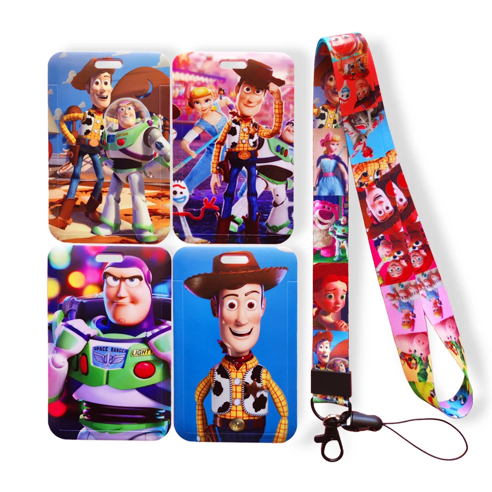 Disney Toy Story-funda con cordón para tarjeta de crédito, funda antideslizante con correa para tarjeta de identificación y pase de autobús