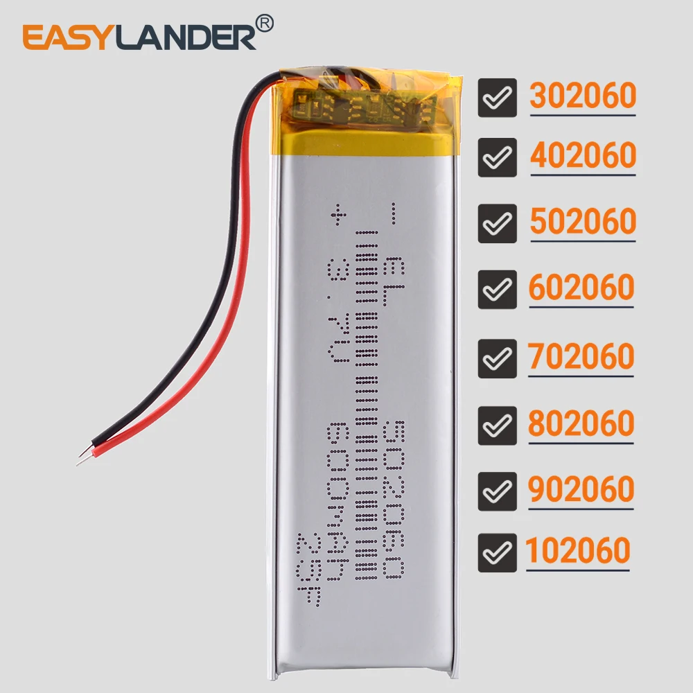 402060 3.7V 400mAh 302060 502060 602060 702060 802060 902060 102060 Rechargeable Lithium Li-ion Polymer Battery