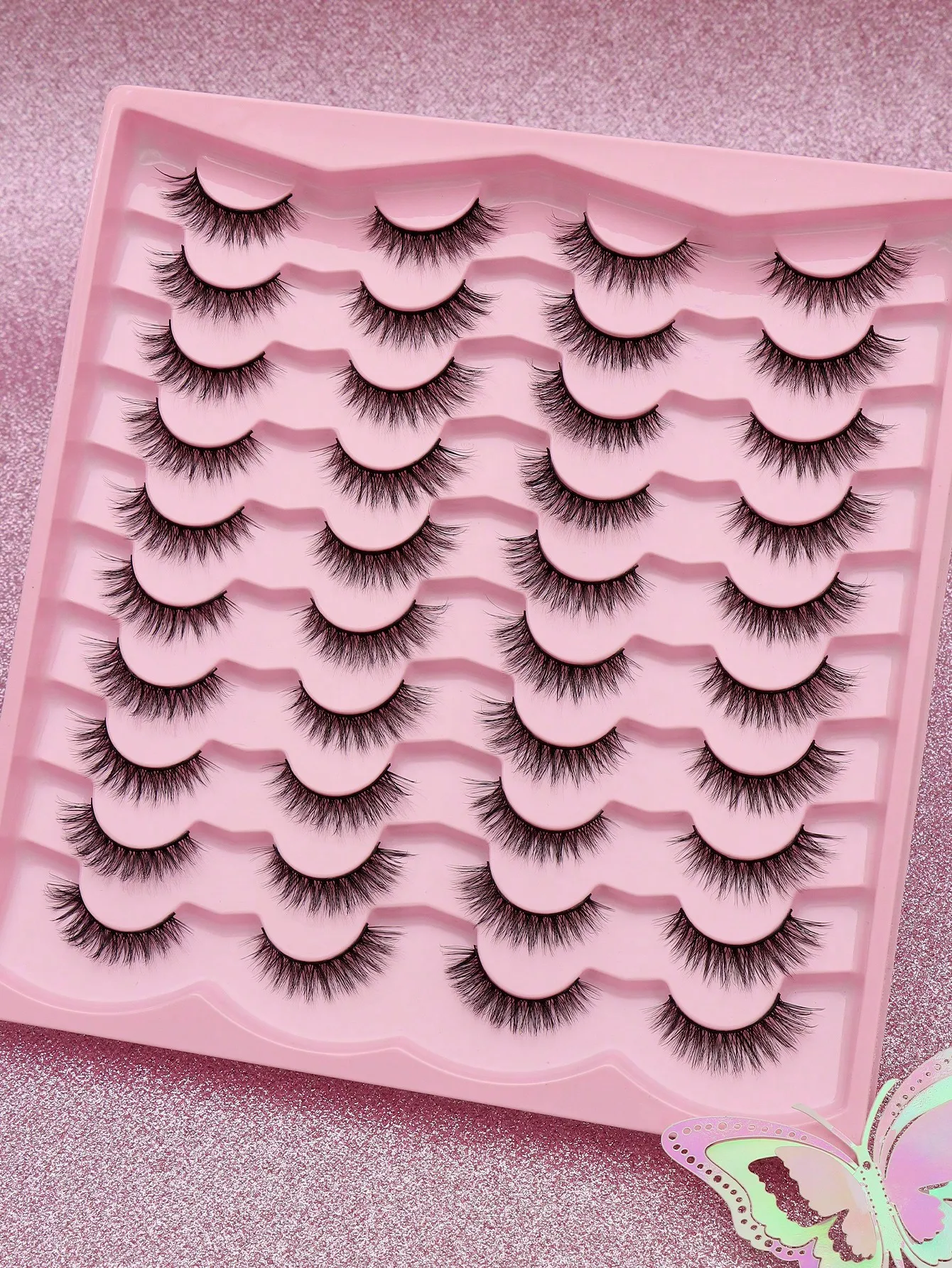 20 paar wimpers in gemengde stijl, zacht 3D nep-nertsbont, krullende make-uptool