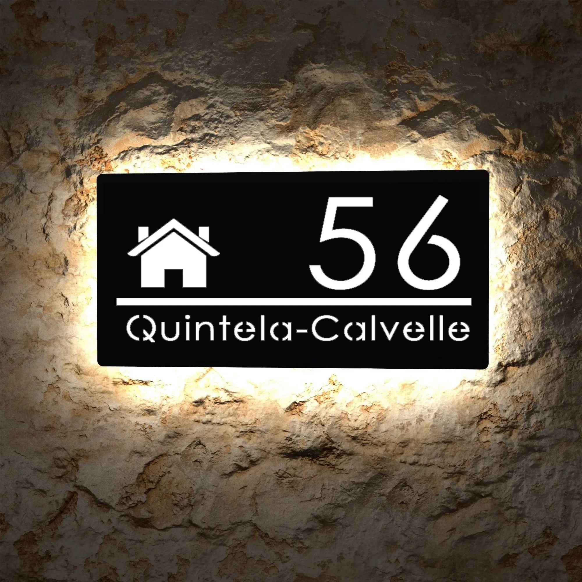 Custom Personalization LED Illuminated House Number Sign Modern Acrylic Address Plaque Backlit Door House Address Outdoor Gift