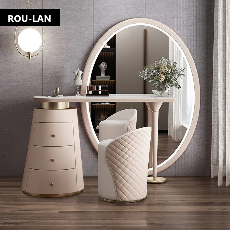 Light luxury dressing table bedroom full body smart mirror slate makeup table modern advanced dressing table