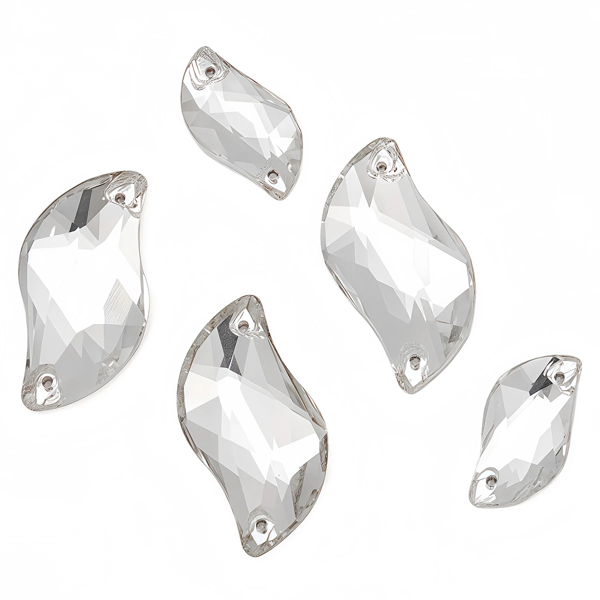 S Shape Sew On Rhinestone Crystal Glass Strass Stone  Flat Back with Two Holesfor Wedding Garment Ornament Clothes Bags Shoes