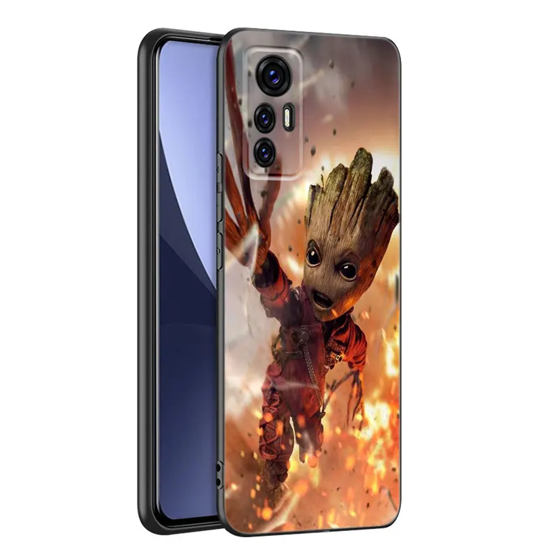 Cute Groot Rocket Black Phone Case For Xiaomi 10 11 13 12 Lite NE 9T 10T 11T 12T 12S 13T 14 Pro 9 SE 10i 11i 12X Civi 2 3 4 5G