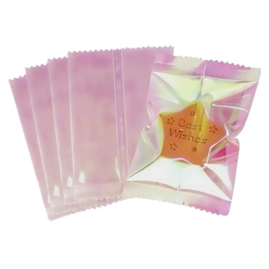 00 Pcs Holographic Candy Wrapper.8x.97 inch Iridescent Heat Sealable Clear Cellophane Treat Bags Individual Cookie Bags for Hom