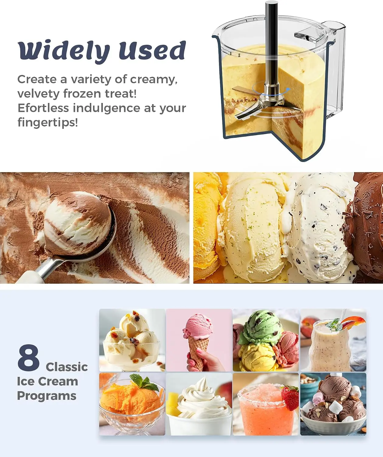 Homemade Ice Cream Maker 1 Pint Frozen Treat Machine Gelato Slushie Yogurt Sorbet Pre set Programs Respin Mix in Function