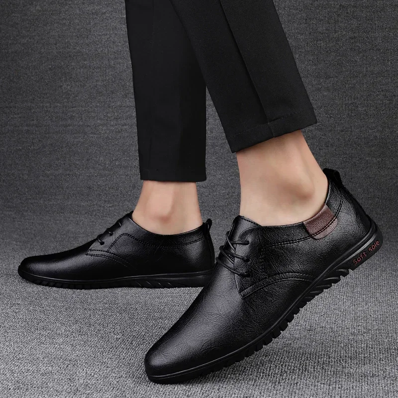 High-quality Business Leather Shoes Pointed Toe Low Heel Formal Wedding Shoes Genuine Leather Fashionable Soft Sole Oxford Shoes