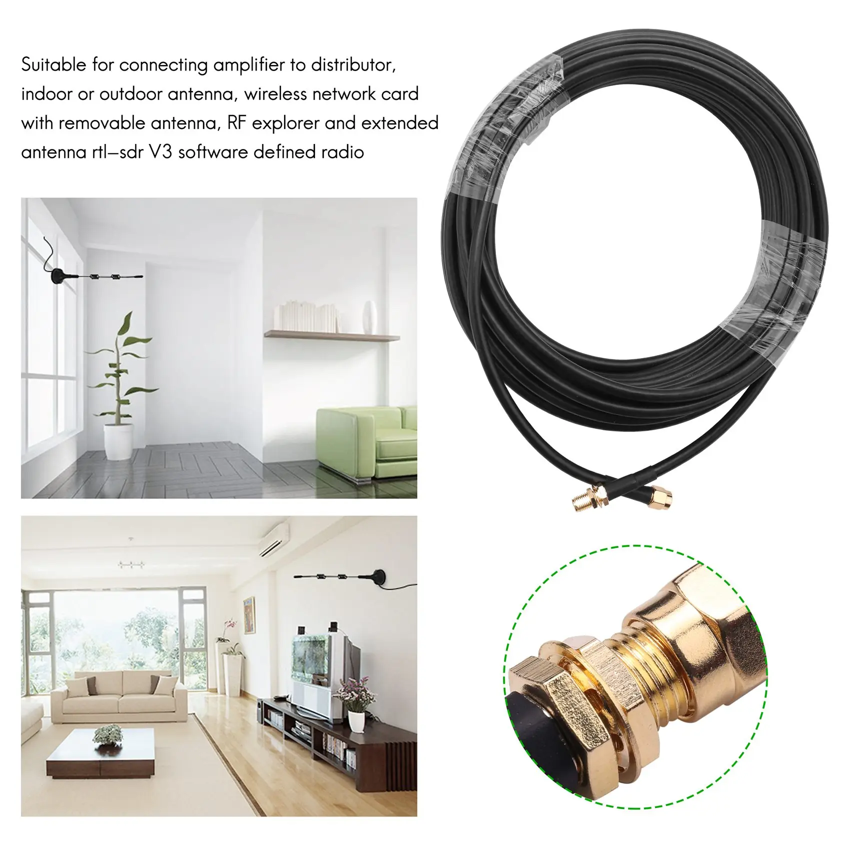 -A25M SMA Wifi Antenna Extension 10M SMA Male To SMA Female Low Loss RG58 Coaxial Cable Patch Lead Coax For 2G/3G/4G LTE