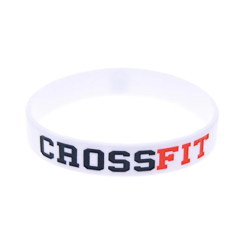 1 PC Crossfit Silicone Wristband 1/2 Inch Wide Sport Bracelet Jewelry Bangles for Women and Men 4 Colors