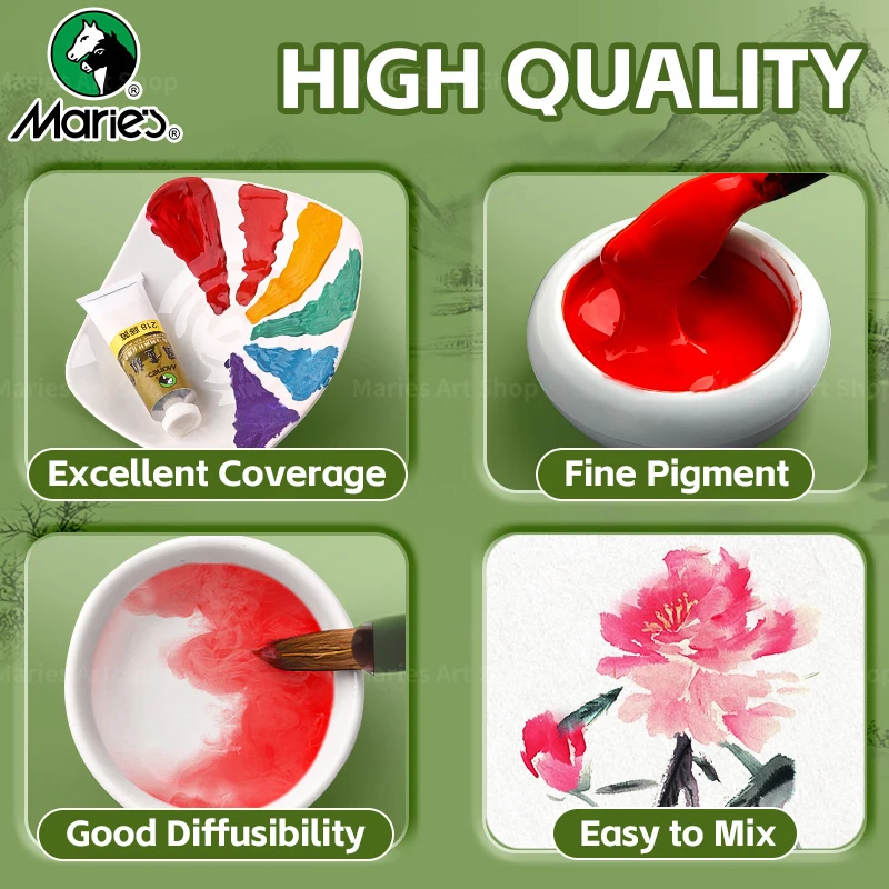 مجموعة صبغات الطلاء الصينية 5 قطع 32 مل/1.13 أونصة من ماري، دهانات مائية عالية الجودة لطلاء الشكل للفنانين والكبار #2