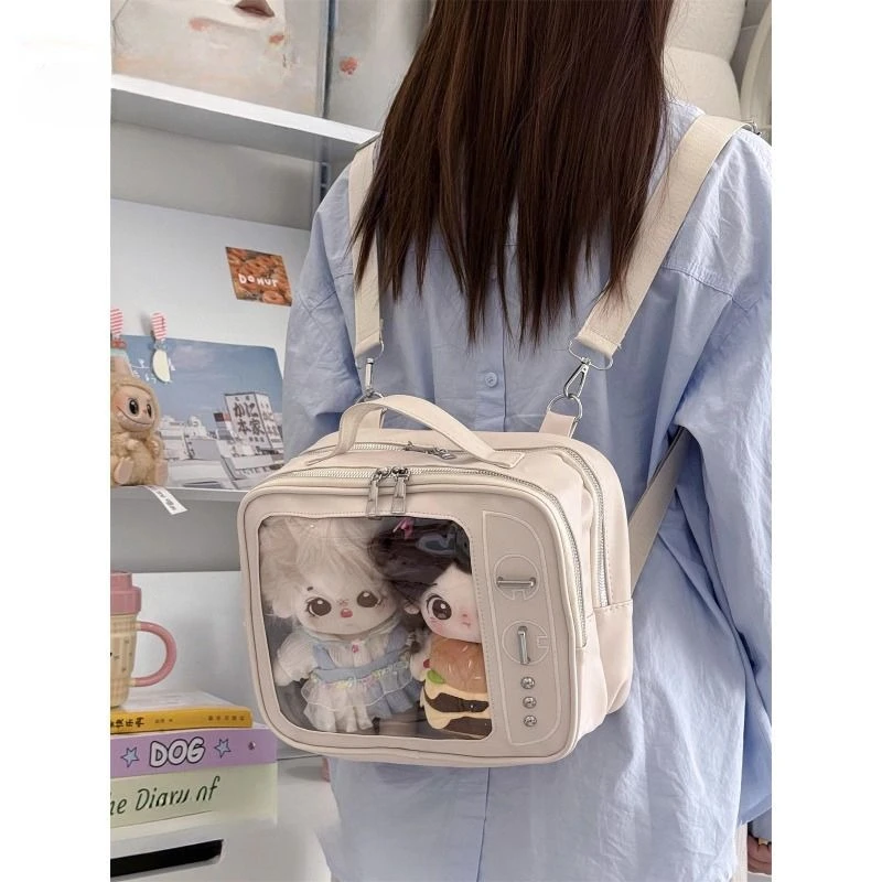 

Новый популярный ТВ-дизайн Ulzzang Ita Bag, милая сумка на плечо для девочек, прозрачный карманный рюкзак с телевизионным дизайном, трендовая сумка через плечо
