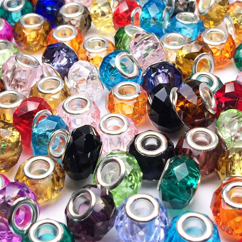 10PCS 20PCS 50PCS Wholesales Random Mix Colorful Big Hole Charm Bead for DIY Bracelet Keychain Jewelry Making