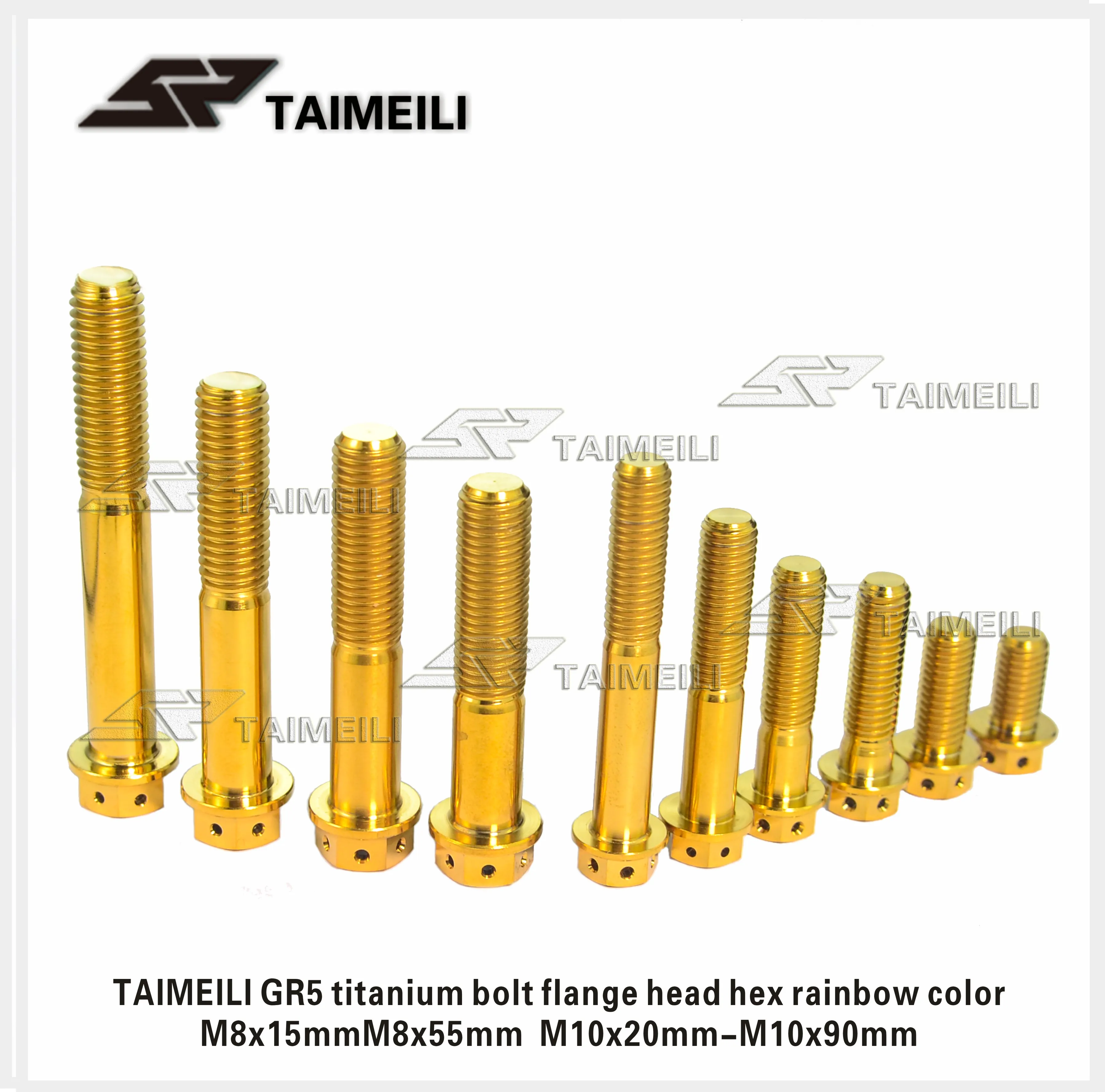TAIMEILI GR5 Titan-Schraube mit Flanschkopf, Sechskant, Gold, M10/M8x15-70mm, Motorrad-Reparaturschraube, Umrüstschraube – Detail 4