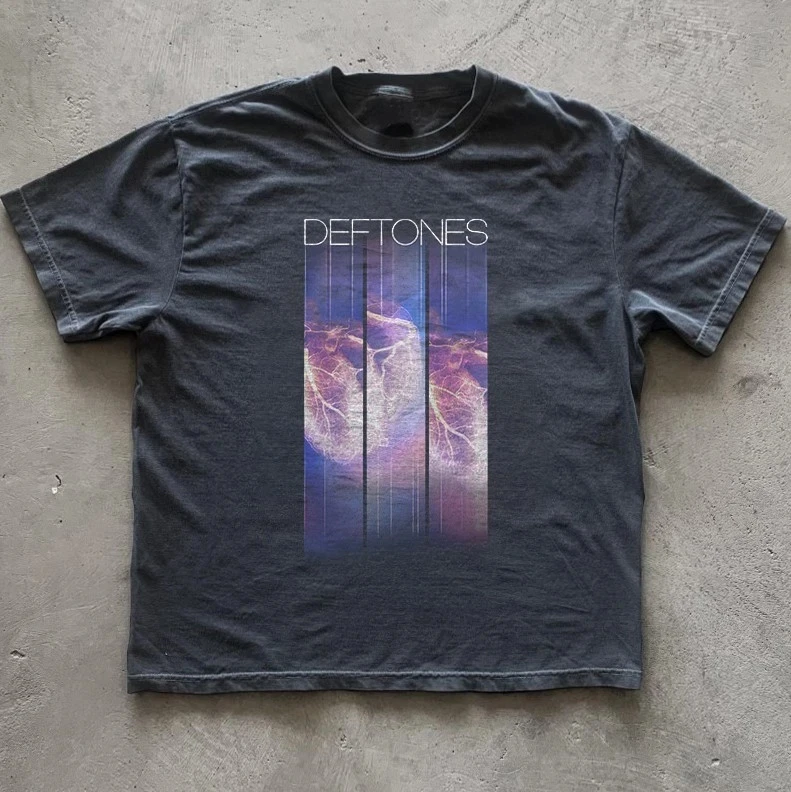 

Plus Size Summer Women's Vintage Deftones T-Shirt Unisex Cotton Breathable Stylish Versatile Street Style Oversized