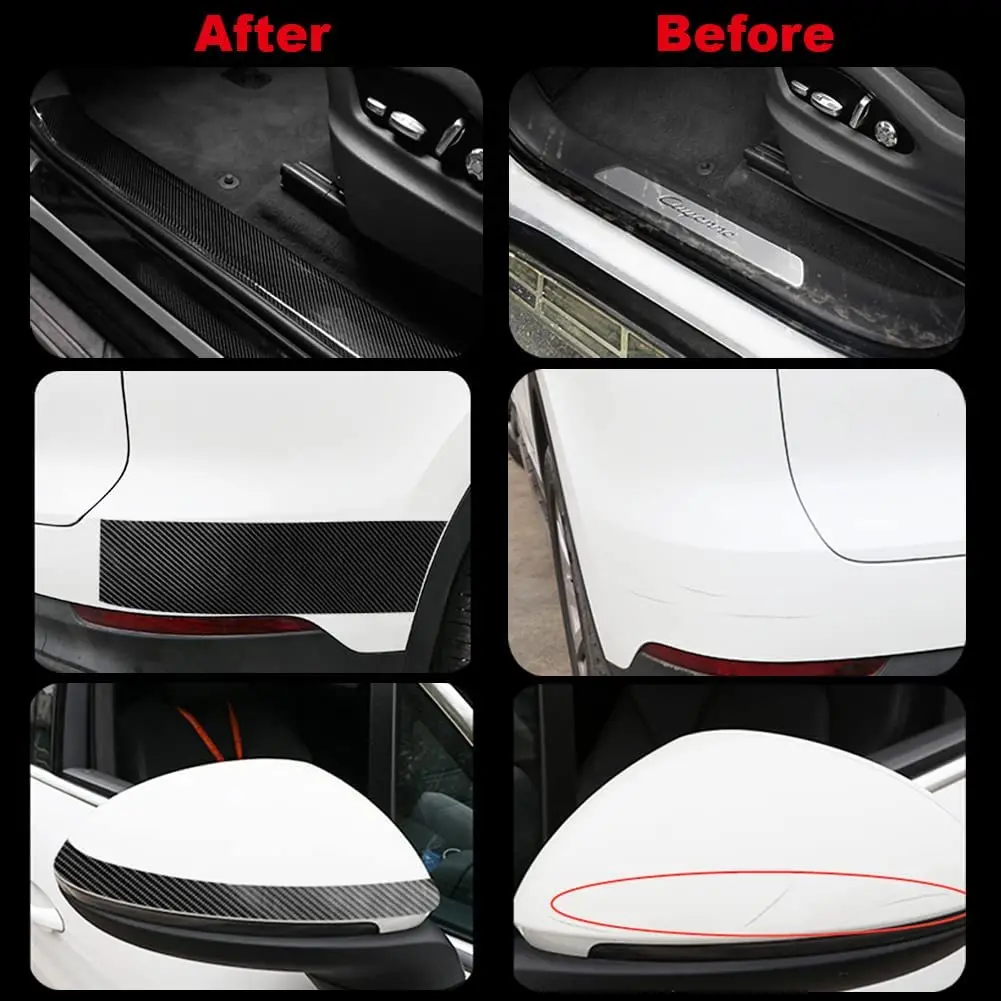 3D Carbon Fiber Car Sticker, DIY Paste Protector Strip, Auto Door Sill Side Mirror, Anti Scratch Tape, impermeável Protect Film, 10 m, 5m