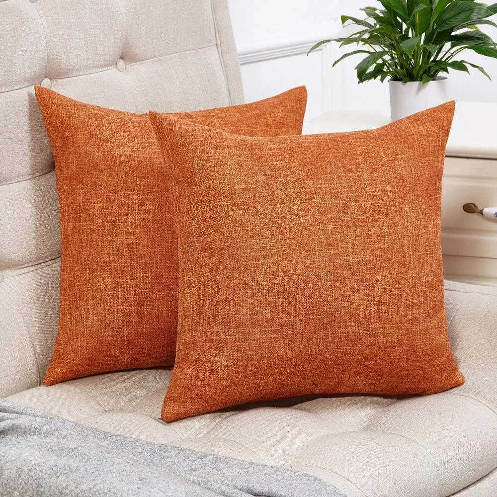 Packung mit 2 einfarbigen dekorativen Leinen-Kissenbezügen, einfach, bequem und weich, zur Dekoration von Sofa, Wohnzimmer und Schlafzimmer – Detail 19