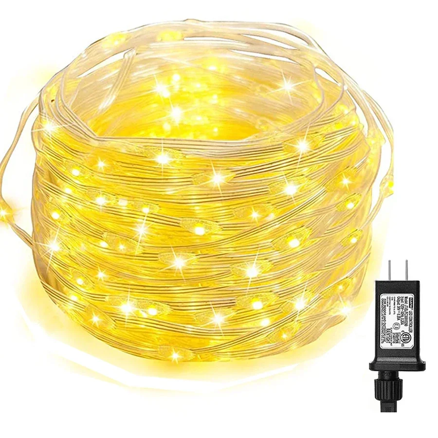 20M 50M 100M LED Rope Lights Outdoor LED Rope String Light Plug in PVC Christmas Fairy Garland Light for Camping Pool Tree Decor