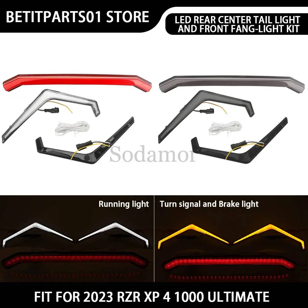

1Pair 12V LED Rear Center Tail Light Front Fang-Light Kit ABS Accessories For Polaris RZR 2022-2023 RZR XP 4 1000 Sport #2884053