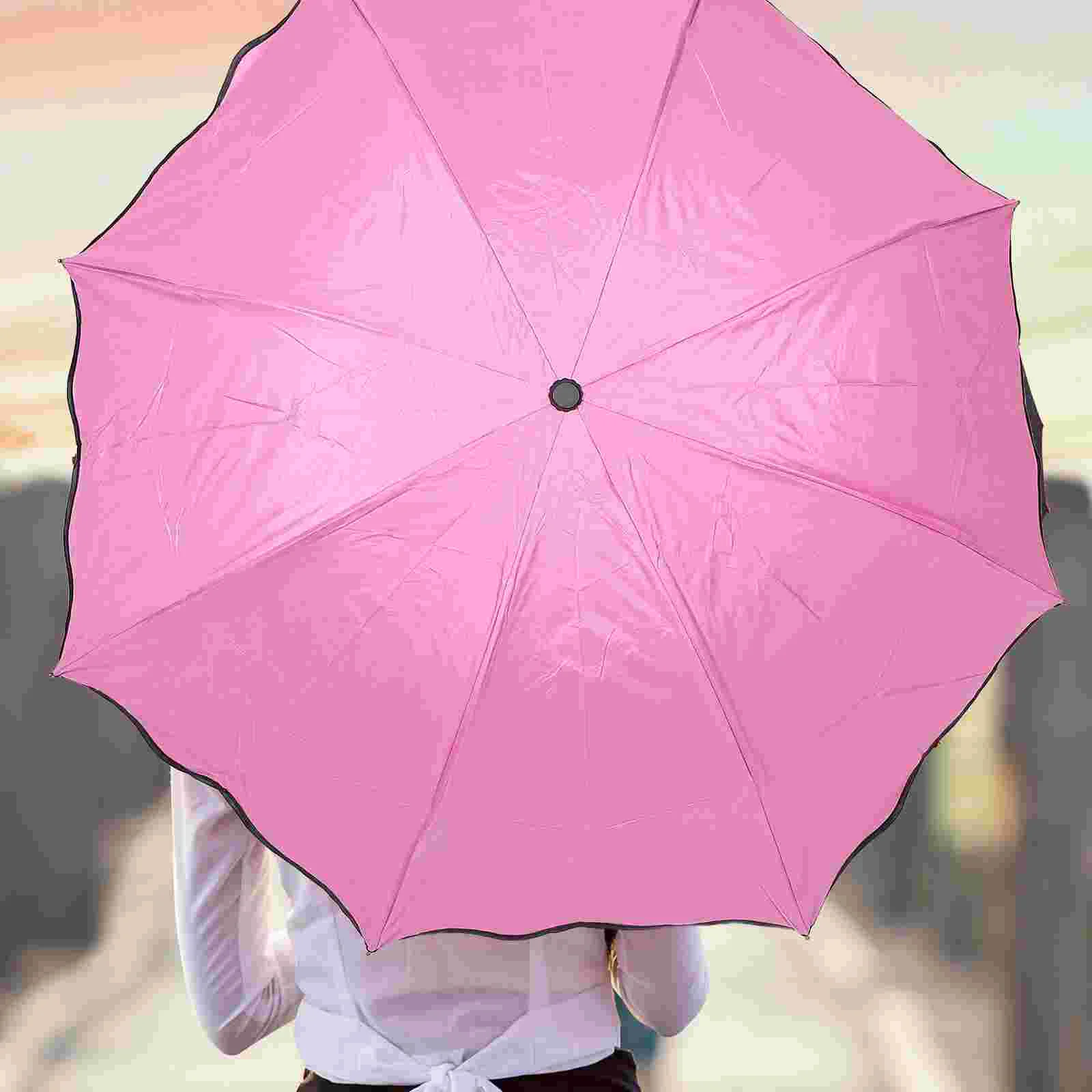 Color Changing Umbrella Umbrellas for Sun Lace Pink Parasol Foldable Japanese Shade Travel