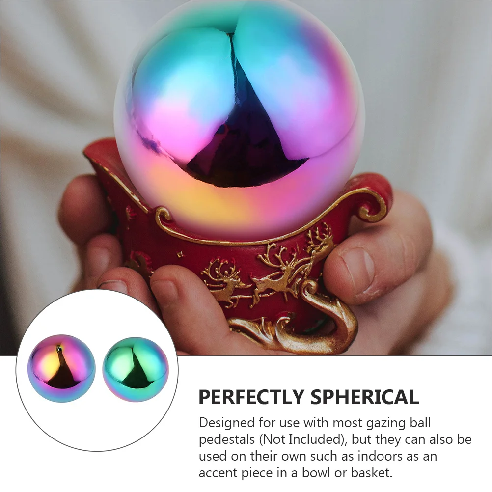 

2pcs Stainless Steel Gazing Ball Rainbow Mirror Hollow Sphere For Garden Decor Colorful Metal Ball Reflective Outdoor Indoor Use