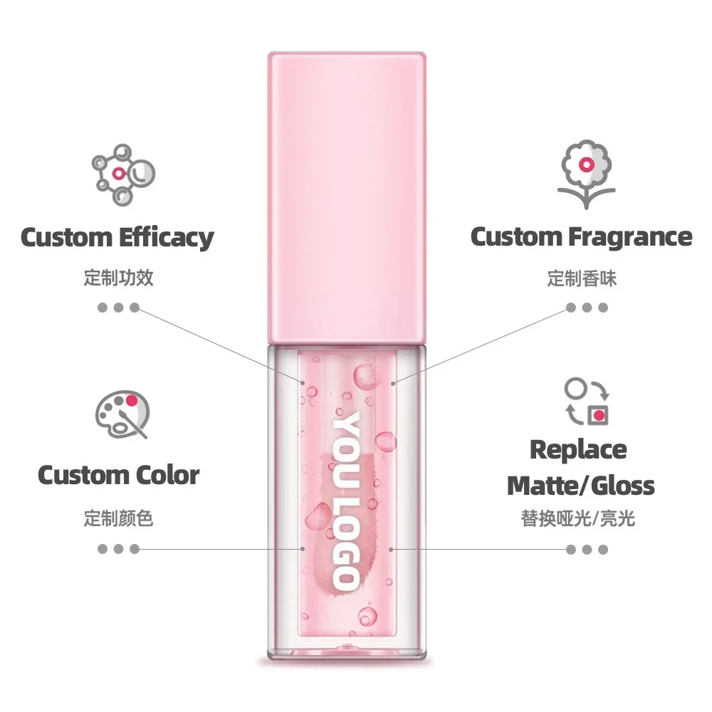 5ml Private Label Lipgloss Custom Logo Long-lasting 30-color Plumping Lip Oil Full Color Makeup Plant Moisture Cosmetics Vegan