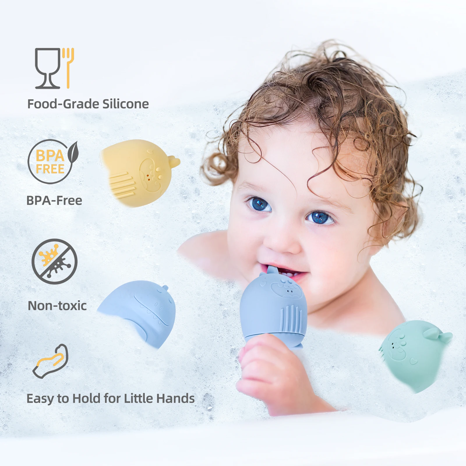 1Pc Baby Bath Toys For Toddlers Silicone Baby Bath Toys For Infants Squeezable Dinosaurs Bathtub Toys Baby Shower Toys For Baby