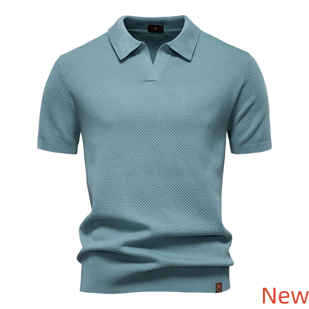 New Summer Premium Solid Color Fashionable Men's Golf Polo Shirt Collared Breathable Fabric Social Casual Top Male Polo Shirts
