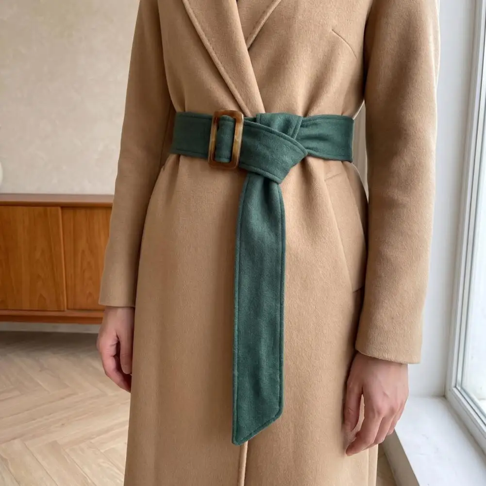 Soft Thick Material Waist Band Woolen Overcoat Waist Belt for Women Adjustable Wide Brushed Coat Replacement Belt Stylish Solid