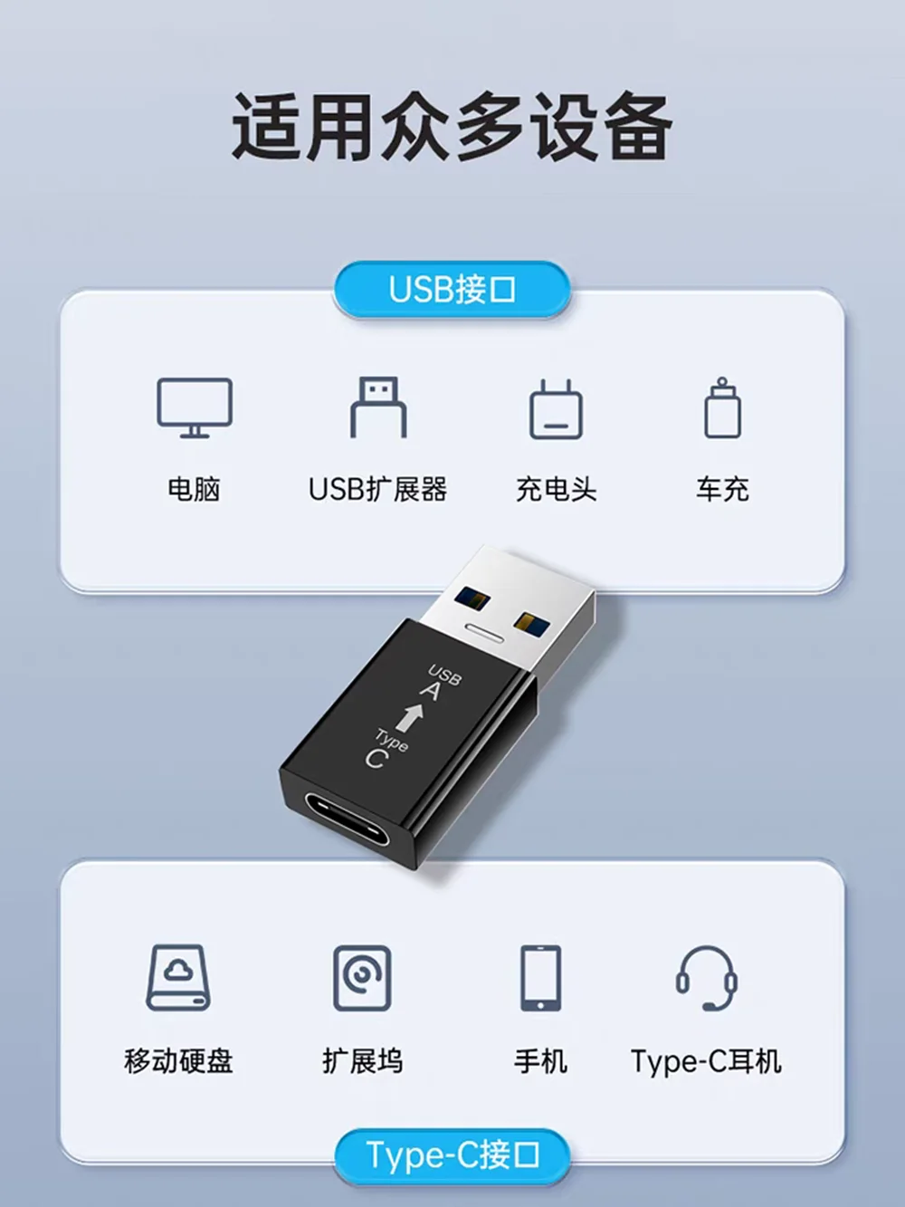 USB to Type-C adapter AM-CF double-sided USB 3.1 phone adapter supports charging data transfer