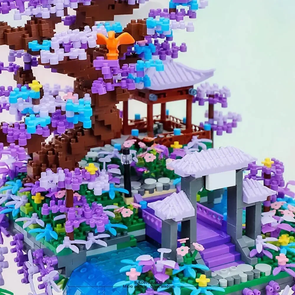 مجموعة بناء Fairyland Guanghan Fairy Pavilion شجرة مقدسة وشلال Fantasy Wonderland اللبنات هدية للأطفال