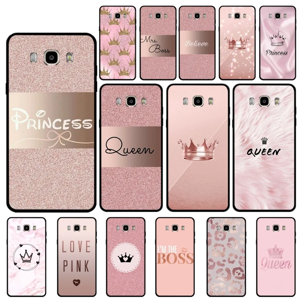 

Rose Gold Pink Princess Queen Phone Case For Samsung J 7 plus 7core J7 neo J6 plus prime J6 J4 J5 Mobile Cover