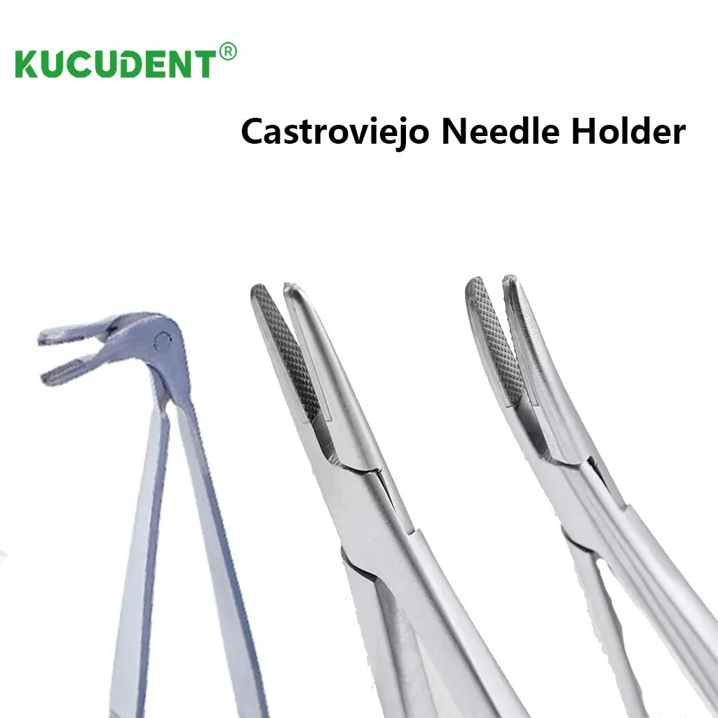 1P Castroviejo Porta aghi Strumento per impianti ortodontici dentali 14 cm/16 cm Pinze dritte/curve Pinzetta Microchirurgia TC Testa