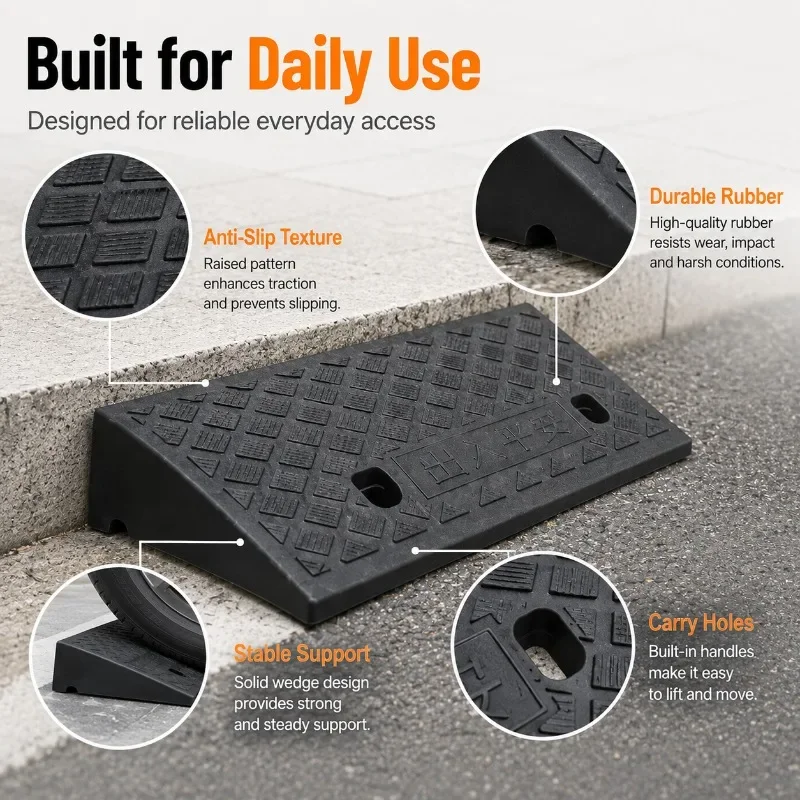 Portable Car Wheel Driveway Ramps Anti-Slip Wheel Chock Heavy Duty Threshold Ramp Kit For Car Trailer Truck Bike Accessorie
