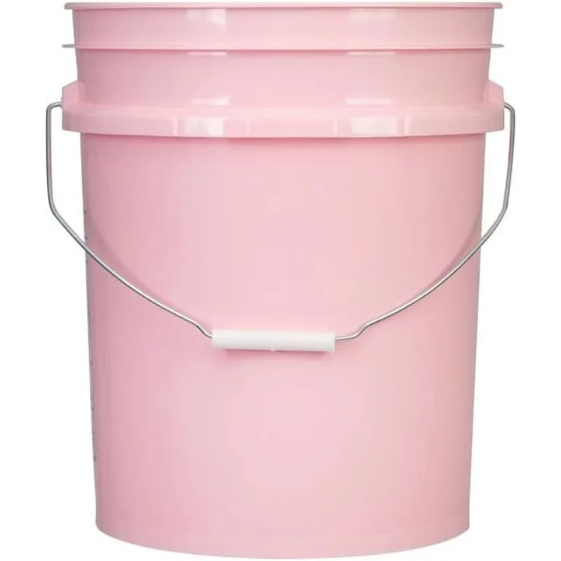 5 Gallon Pink Food Grade Plastic Storage Bucket (Pack of 3) Made in USA (Pink Buckets Without Lids)