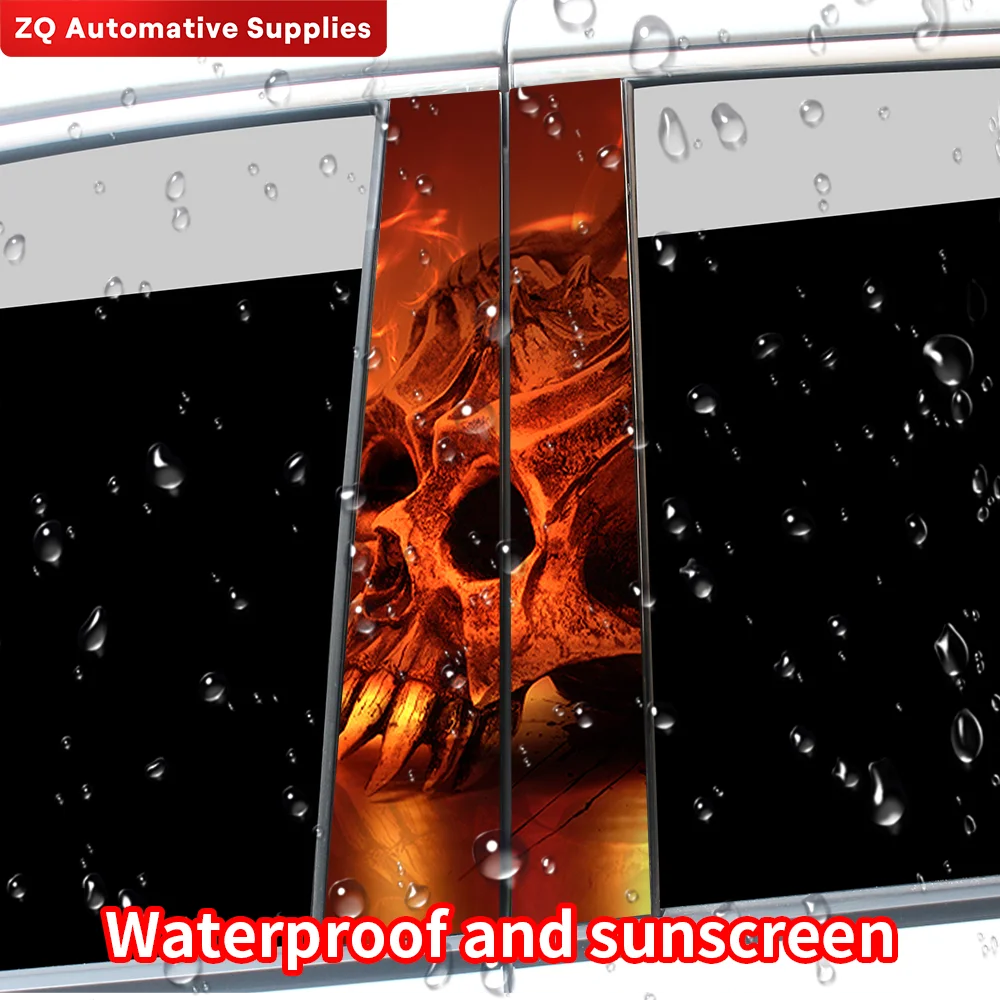 ملصقات سيارة جمجمة مقاومة للماء ، عمود ب أوتوماتيكي ، عمود مركزي ، زخرفة رعب ، خدوش تغطية ، شارات فينيل ، إكسسوارات سيارات