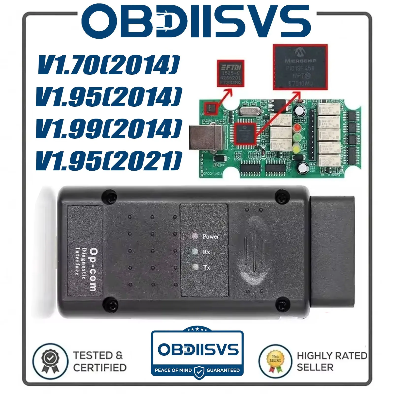Opcom OBD2 Scanner For Opel V1.70/V1.99/V1.95 With PIC18F458 FTDI Chip CAN BUS For Opel Flash Firmware Update OBD2 Scanner Tool