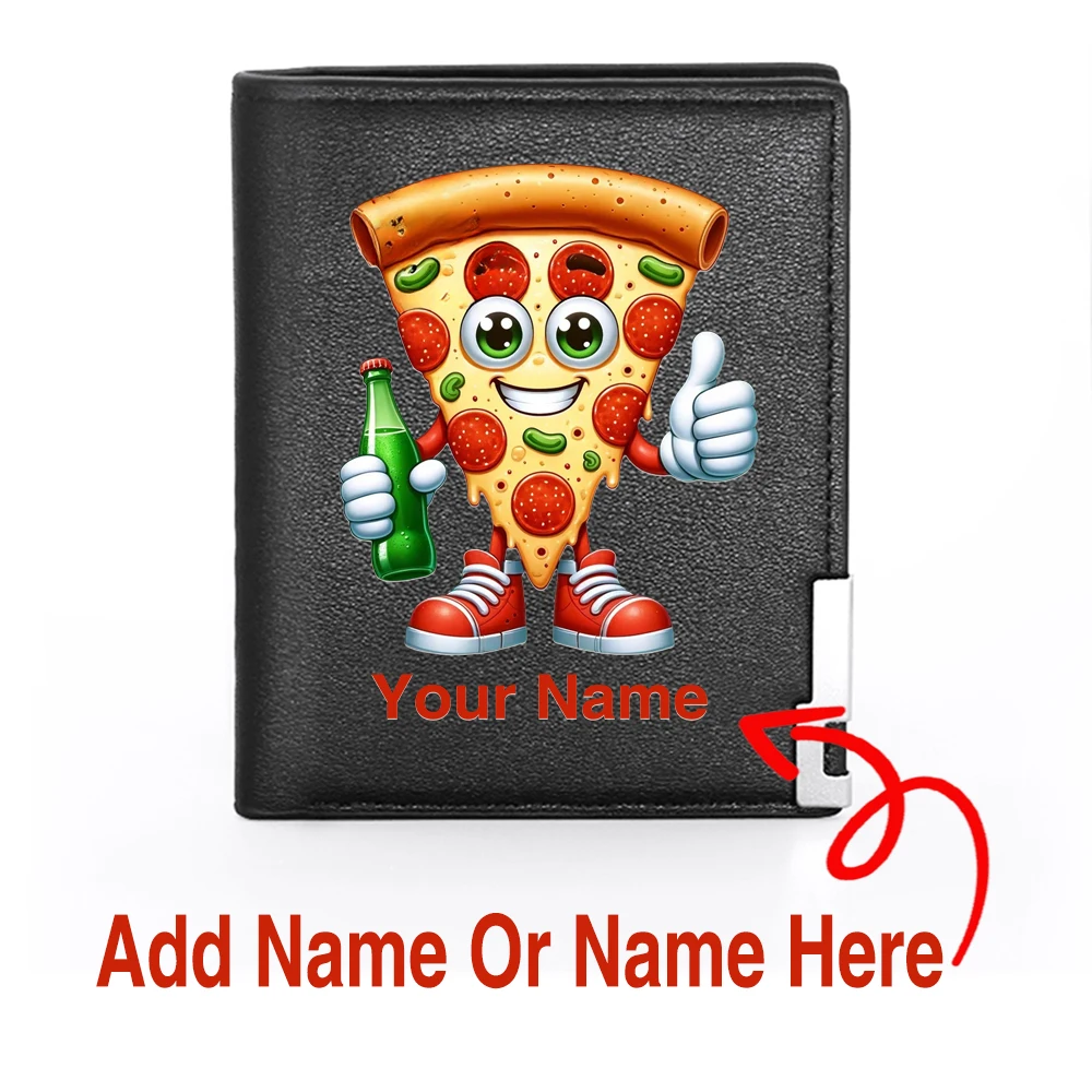 

Персонализированный дизайн аниме Pizza Boy, индивидуальное ваше имя, мужской держатель для карт, короткий кошелек