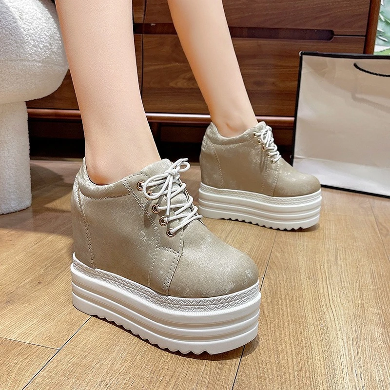 

The 2026 Autumn New Style of Wedge Heel Lace-up Single Shoes for Women,Thick-soled,Fashionable,Plate-sized,Low-top Women's Shoes